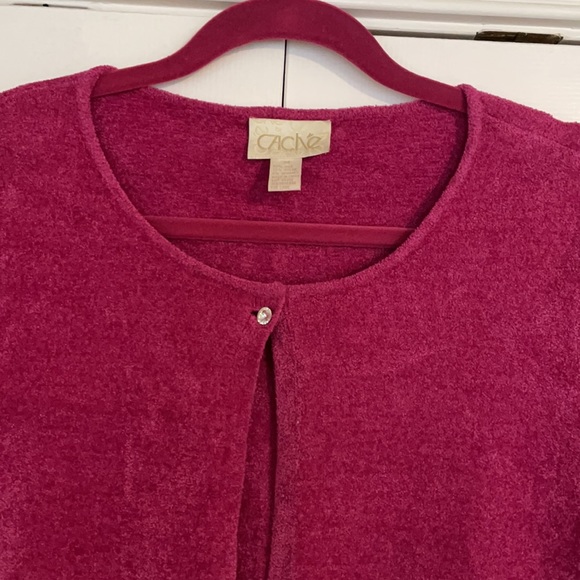 Caché Vintage Raspberry Silk Blend Shrug - Picture 2 of 6